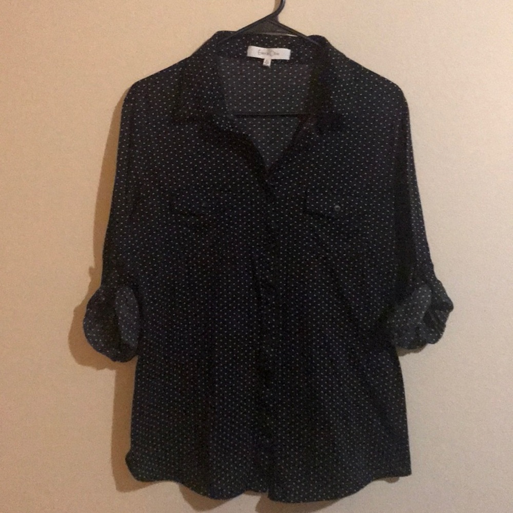Eden & Olivia polka dot button up blouse